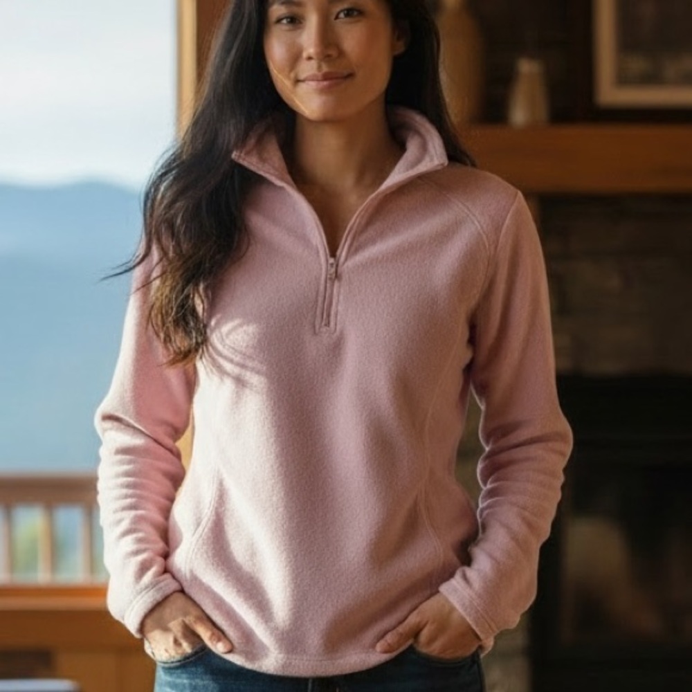 Columbia Women's Light Pink Quarter-Zip Fleece Pullover